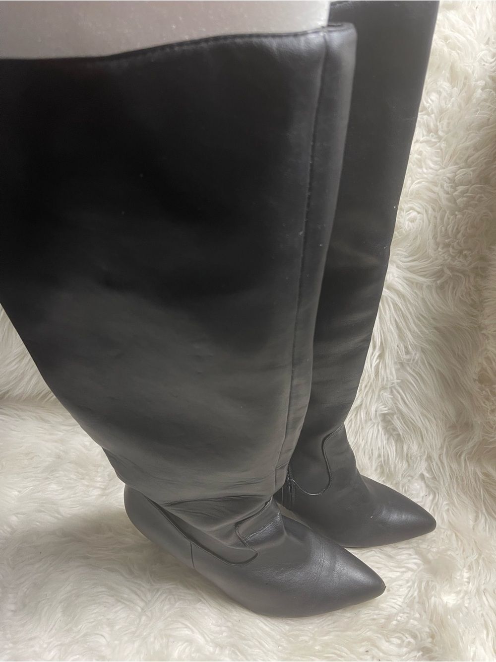 Fashion to Figure Synthetic Black Knee-High Pointed Toe heel Boots SZ11W